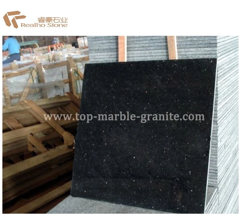 Black Galaxy Granite Polished Floor Tiles