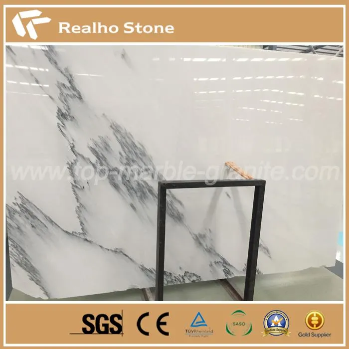 	A Big Slab Jazz White Jade Marble With Grey River Veins
