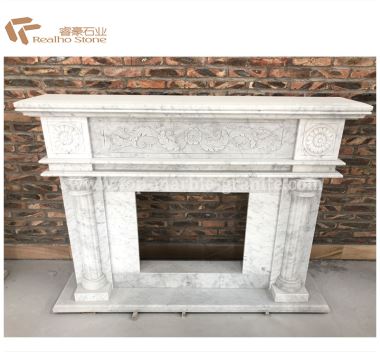 सफेद संगमरमर पत्थर चिमनी Mantel