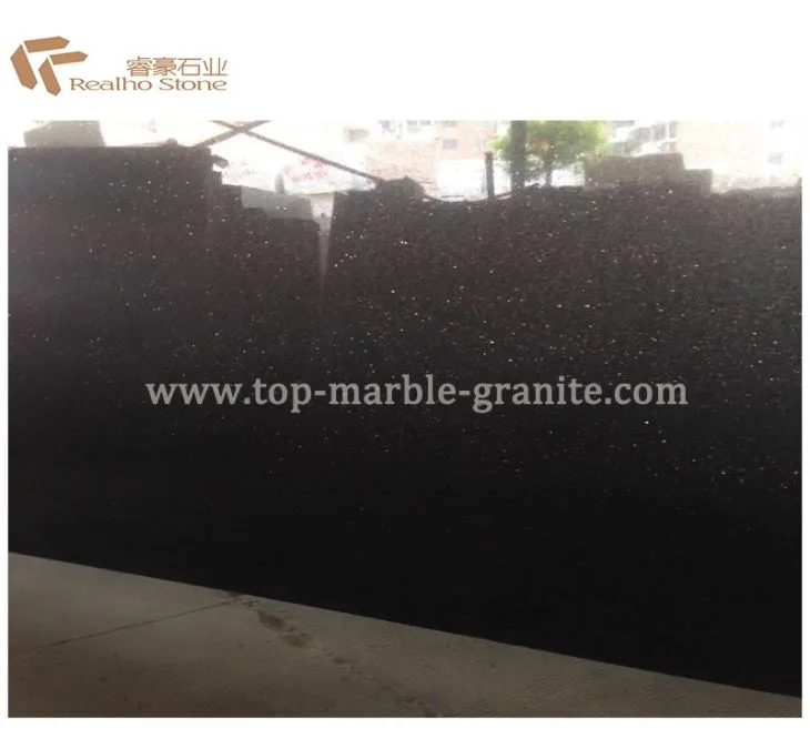 Polished Black Galaxy Granite Slab