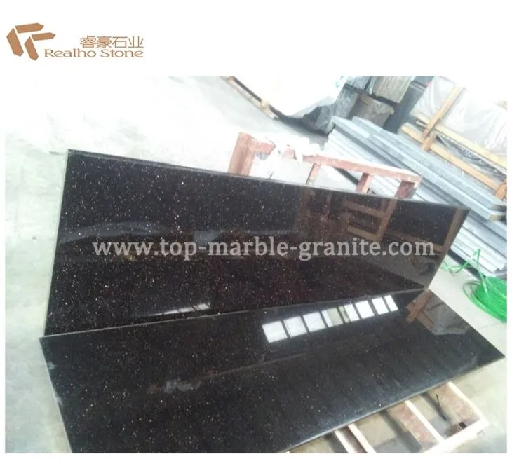 Polished Black Galaxy Granite Slab