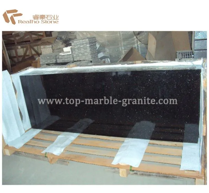 Polished Black Galaxy Granite Slab