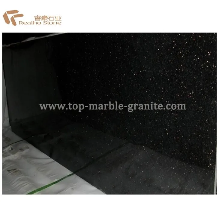 Polished Black Galaxy Granite Slab