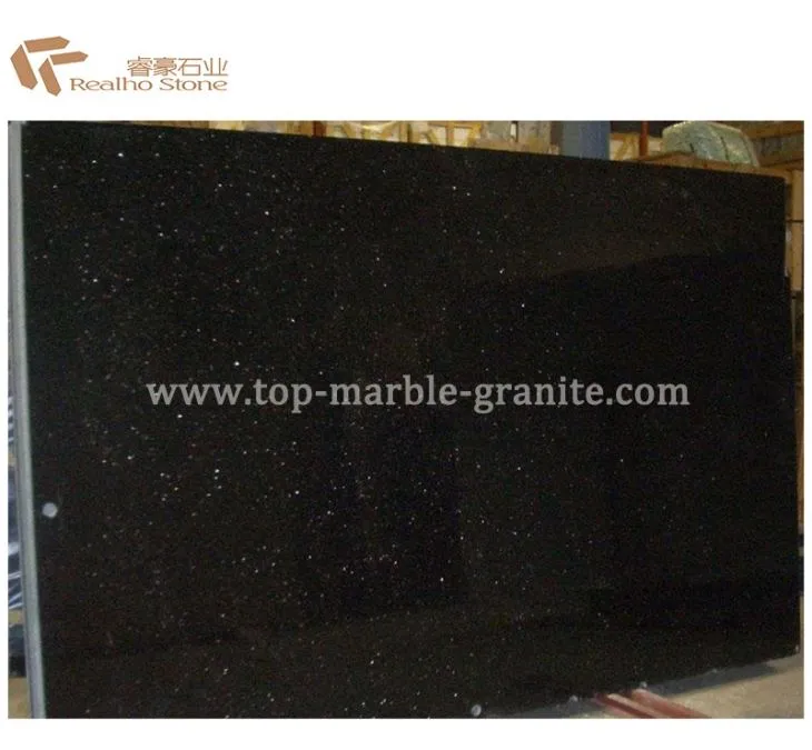 Polished Black Galaxy Granite Slab
